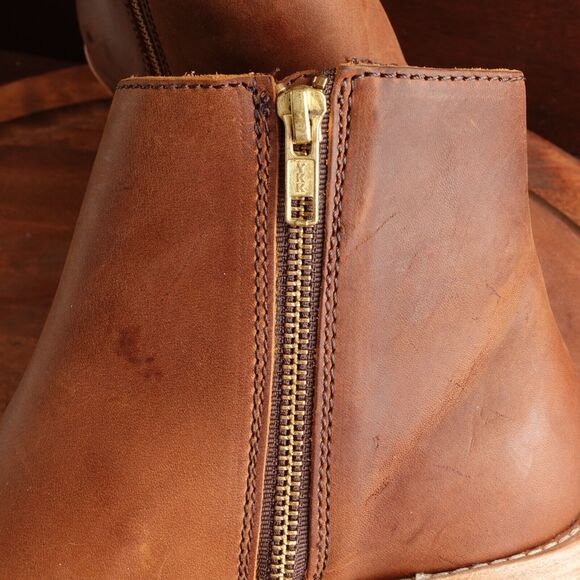 Portland Leather Patina Boots Womens Size 9 Brown Leather Ankle Side Zip Heeled - Picture 7 of 16